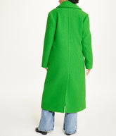 Notch Collar Double Breasted Boucle Coat Kelly Green